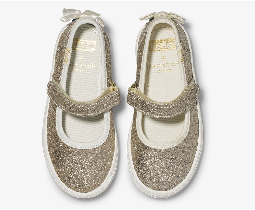 Keds Slip Ons Kinder Gold - Kate Spade New York Sloane Mj Glitter - GHK-259817